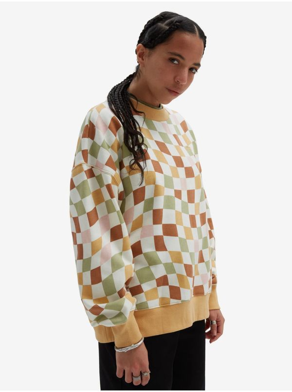 Vans White and yellow ladies checkered sweatshirt VANS Club Slouchy - Ladies