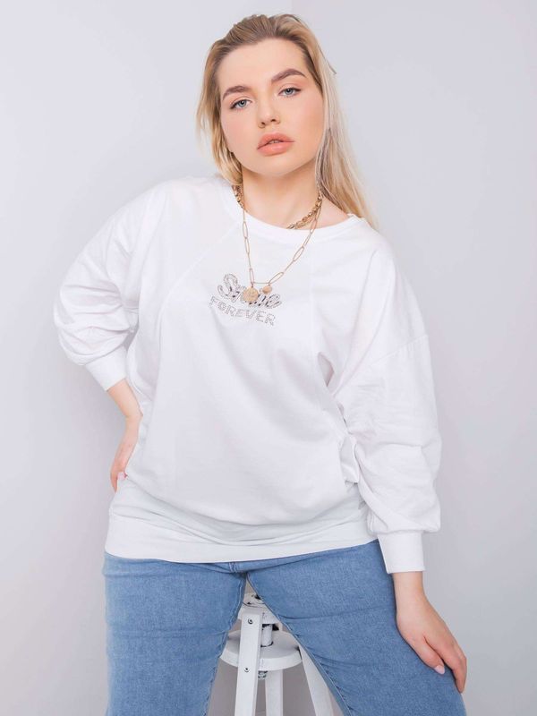 Fashionhunters White cotton blouse plus sizes