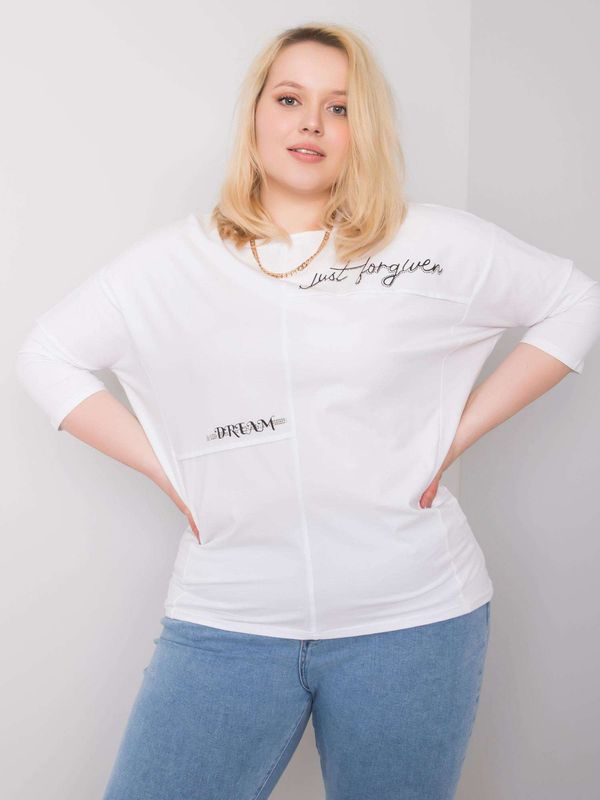 Fashionhunters White cotton blouse with inscription