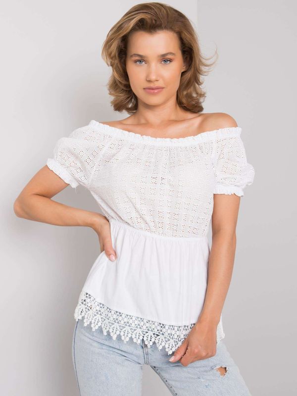 Fashionhunters White Cotton Spanish Blouse Sugar