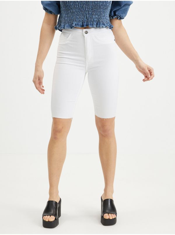 Noisy May White denim skinny fit shorts Noisy May Callie - Women's