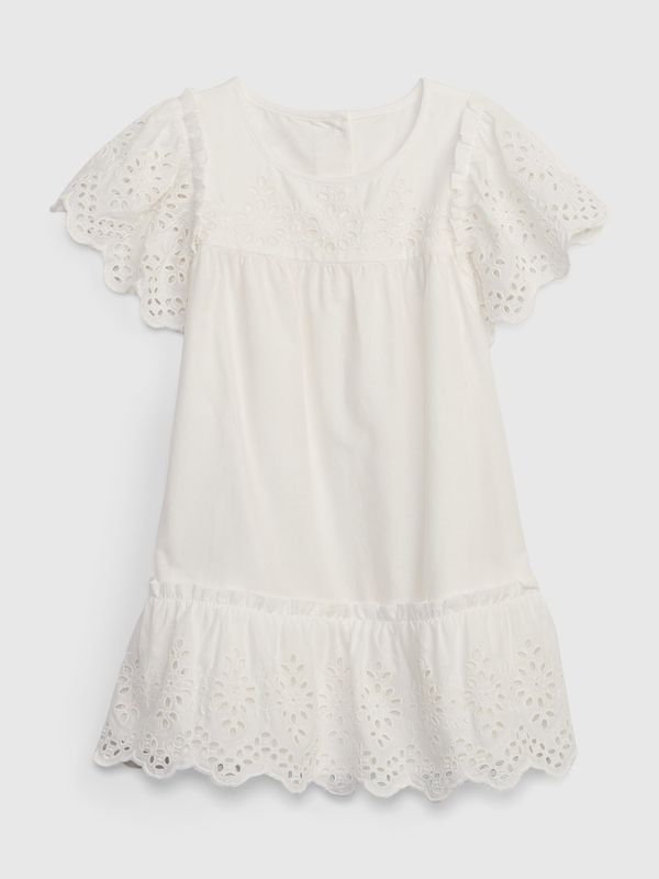 GAP White Girl's Cotton Dress with Madeira GAP