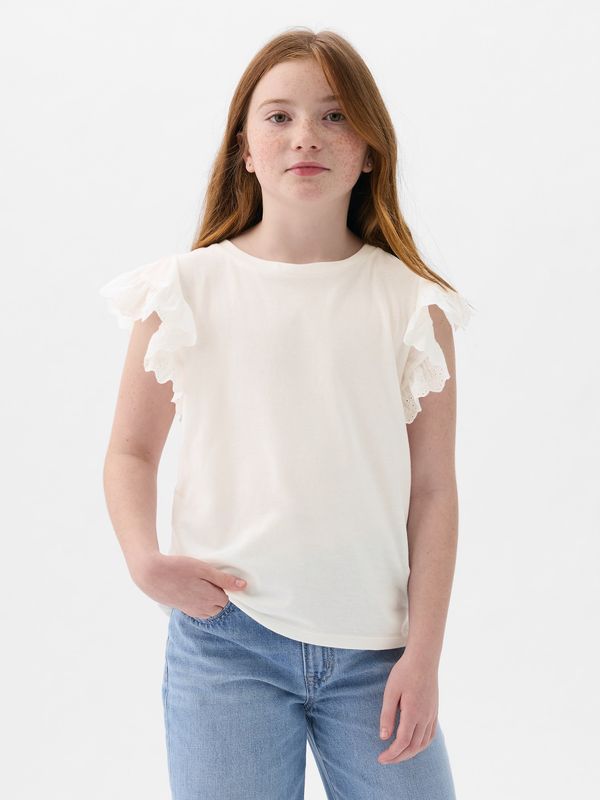 GAP White girly T-shirt with ruffles GAP