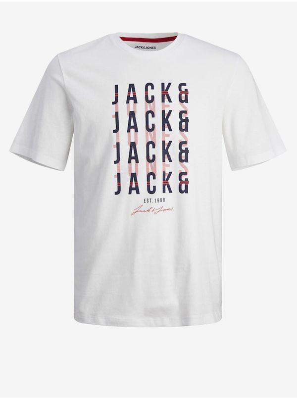 Jack & Jones White men's T-shirt Jack & Jones Delvin