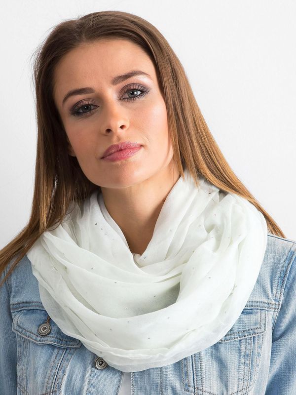 Fashionhunters White scarf with rhinestones