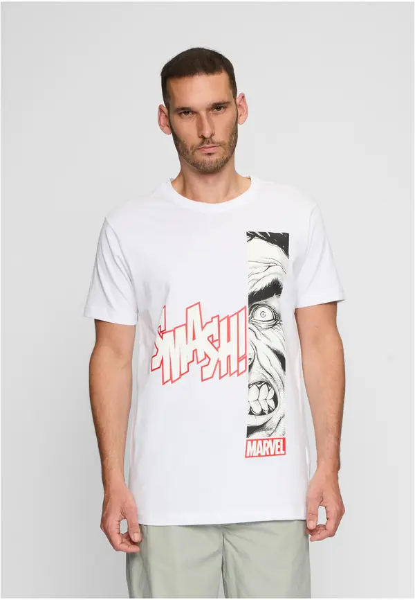 Merchcode White T-shirt Angry Hulk