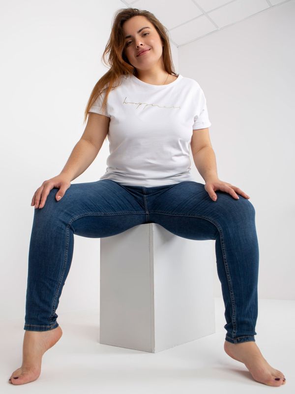 Fashionhunters White T-shirt plus sizes with print