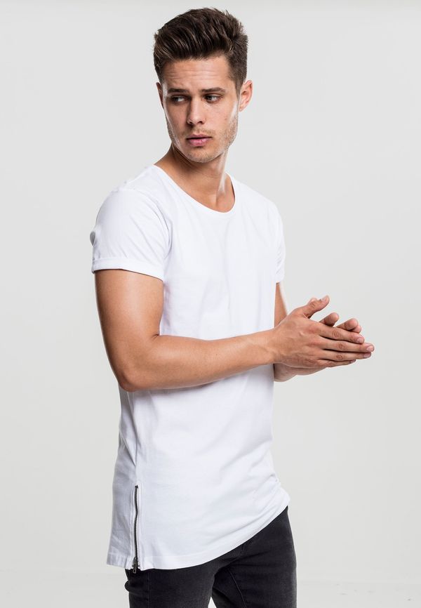 Urban Classics White T-shirt with long side zipper