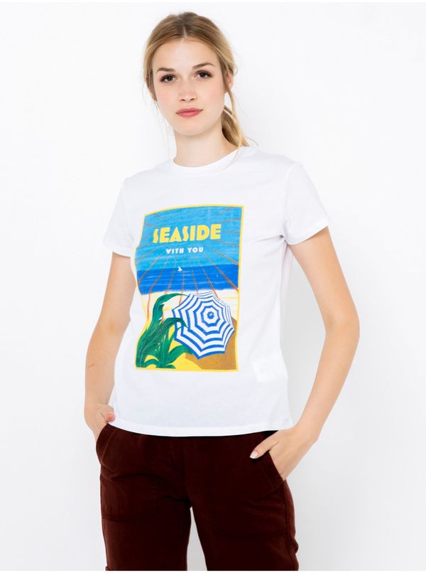 CAMAIEU White T-shirt with print CAMAIEU - Women