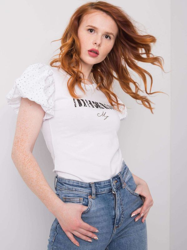 Fashionhunters White T-shirt with rhinestones