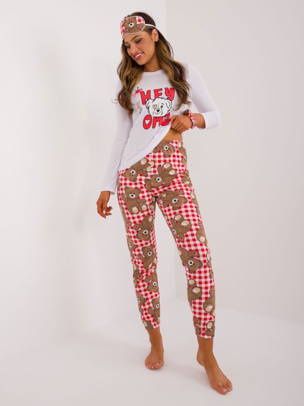 Fashionhunters White two-piece pajamas with accessories