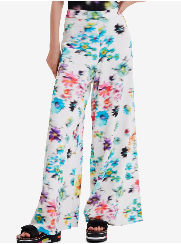 DESIGUAL White Women Floral Trousers Desigual Daniela - Women