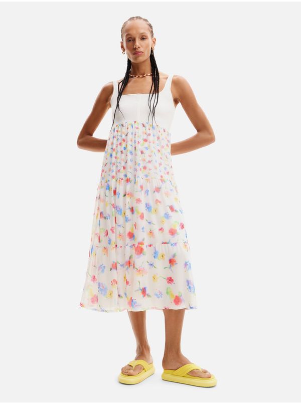 DESIGUAL White women's floral midi dress Desigual Vancouver