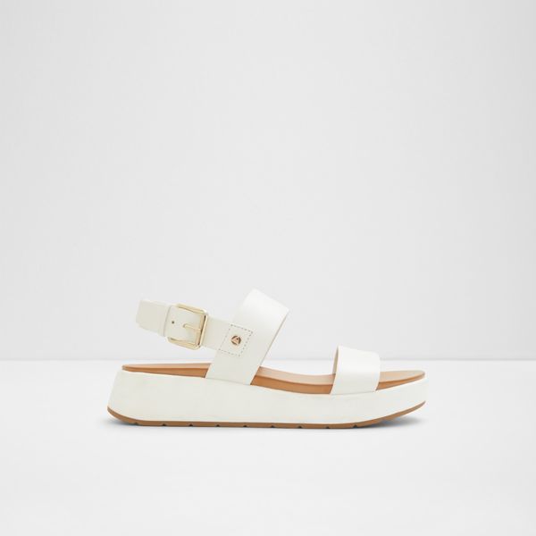 Aldo White women's leather sandals on the ALDO Silyia platform