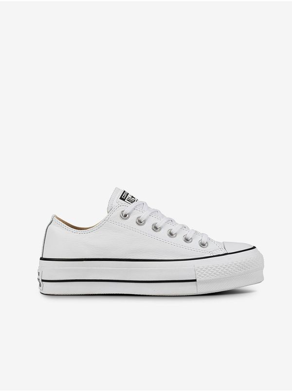 Converse White Women's Leather Sneakers on the Converse Platform - Women