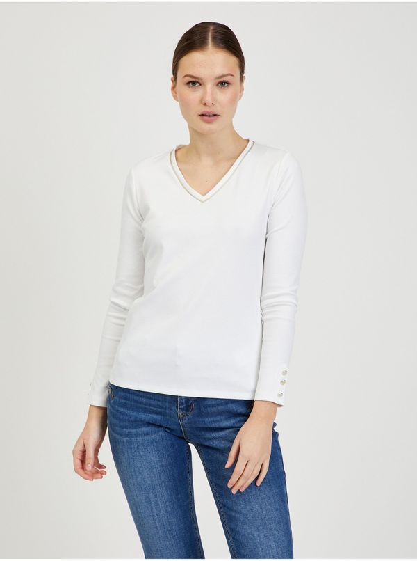 Orsay White women's long sleeve T-shirt ORSAY