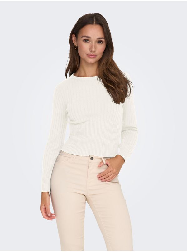 JDY White Women's Ribbed Sweater JDY Prime - Women