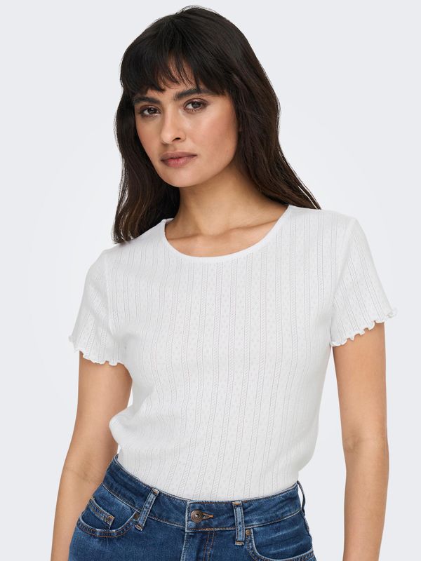 Only White women's ribbed T-shirt ONLY Carlotta