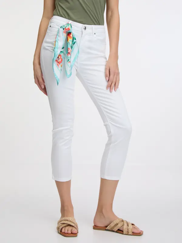 GUESS JEANS White women's skinny fit jeans with scarf Guess 1981 Capri
