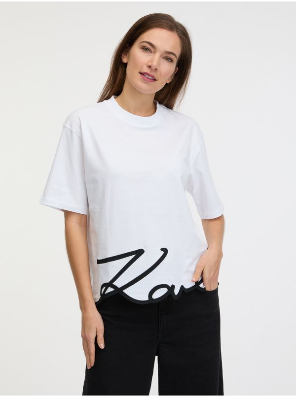 Karl Lagerfeld White women's T-shirt KARL LAGERFELD Karl Signature - Women