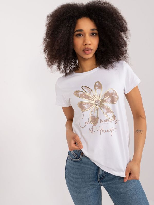 Fashionhunters White women's T-shirt with BASIC FEEL GOOD print