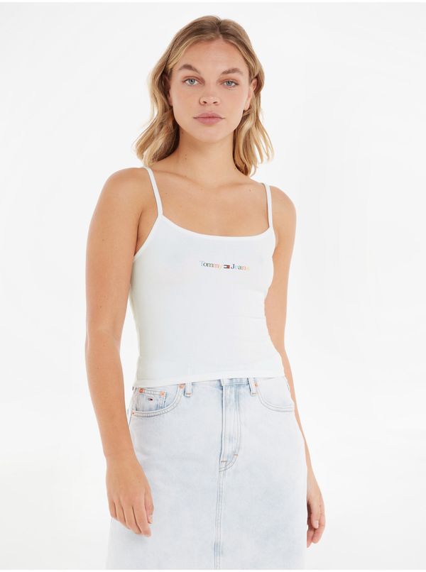 Tommy Hilfiger White Women's Top Tommy Jeans TJW BBY Color Linear Strap Top - Women