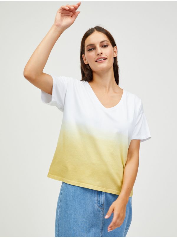 Pieces White-Yellow T-Shirt Pieces Abba - Women