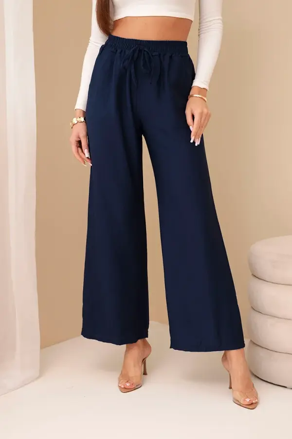 Kesi Włoski Wide viscose trousers Navy blue