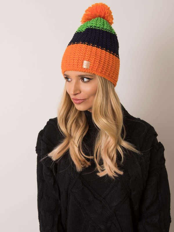 Fashionhunters Winter beanie RUE PARIS orange and dark blue