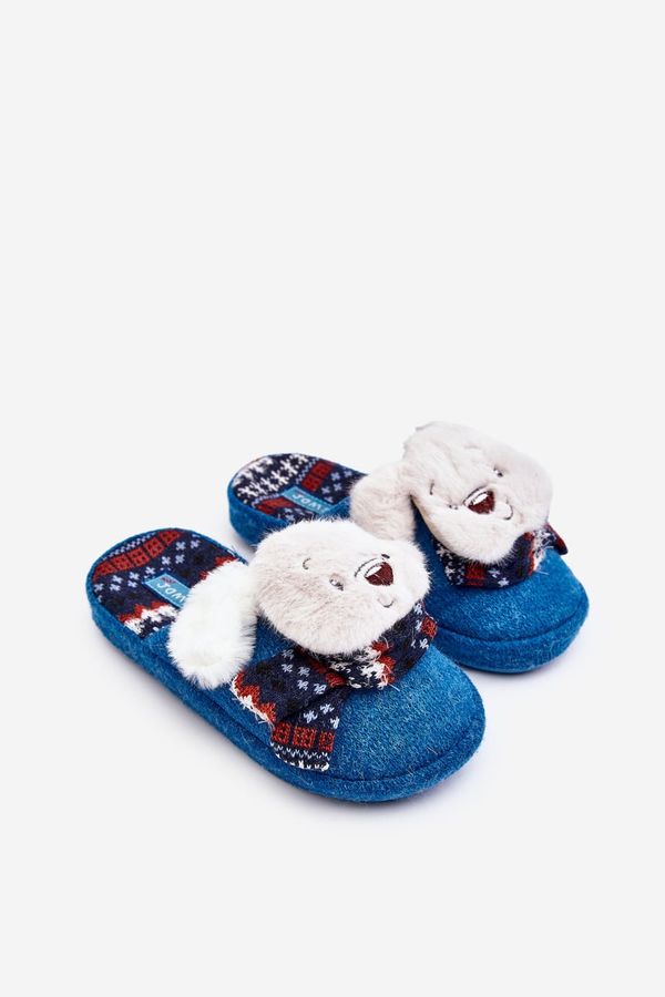 WJ1 WJ1 Children's slippers with thick sole and bear blue Dasca