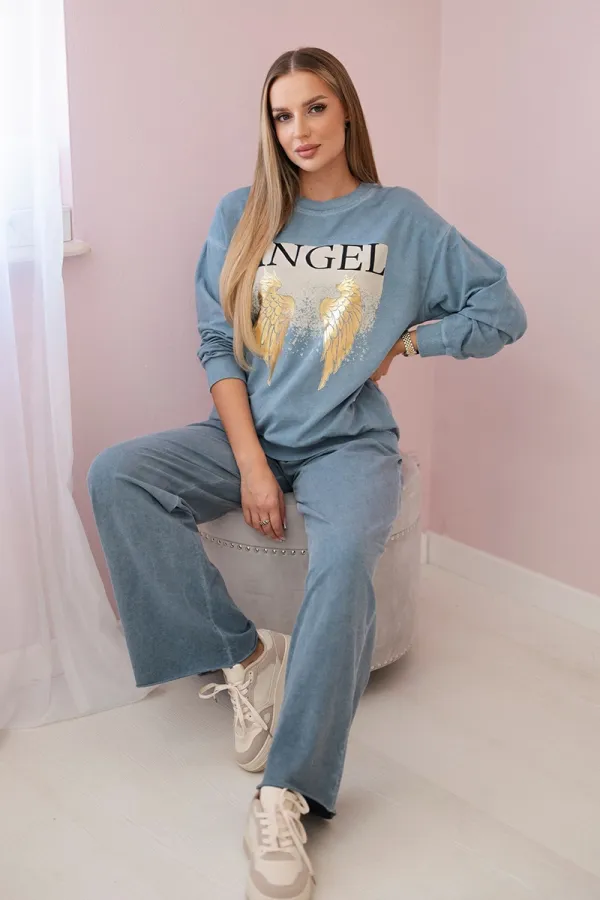 Kesi Włoski Włoski Cotton set Angel sweatshirt + pants denim