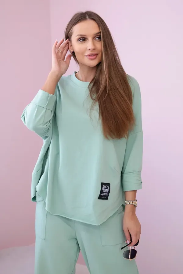 Kesi Włoski Włoski Cotton sweatshirt pants set dark mint