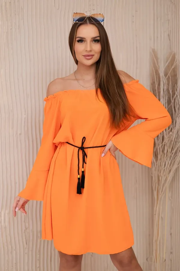 Włoski Włoski Dress tied at the waist with a drawstring orange