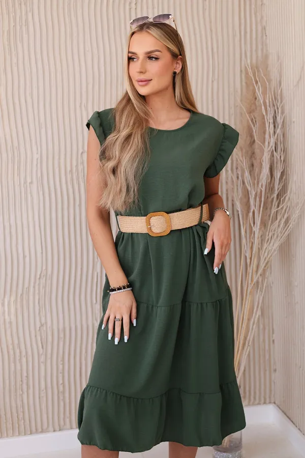 Kesi Włoski Włoski Dress with frills khaki