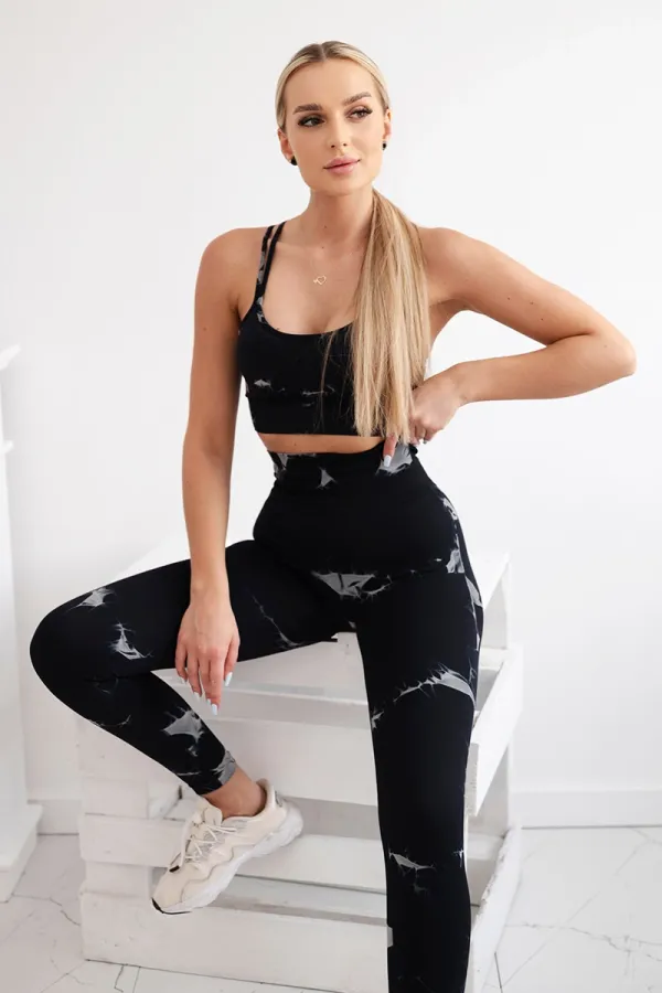 Włoski Włoski Fitness set top + push up leggings black