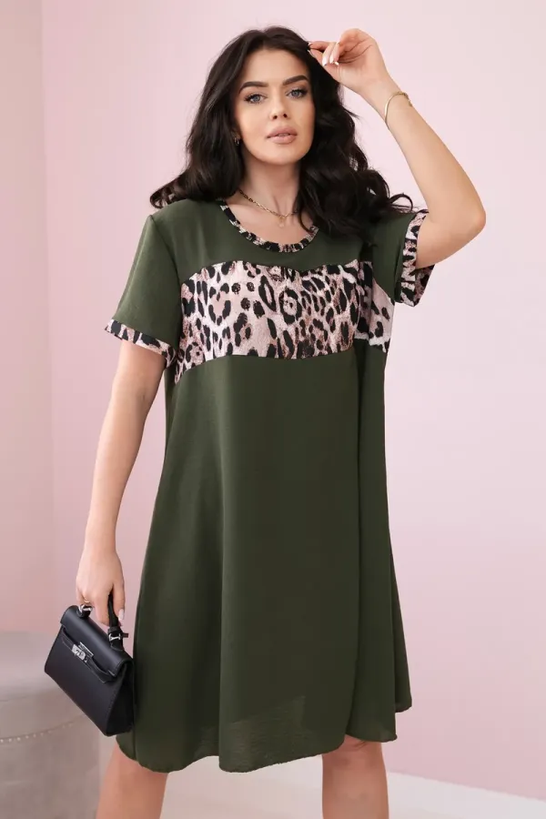 Kesi Włoski Włoski Leopard print dress khaki