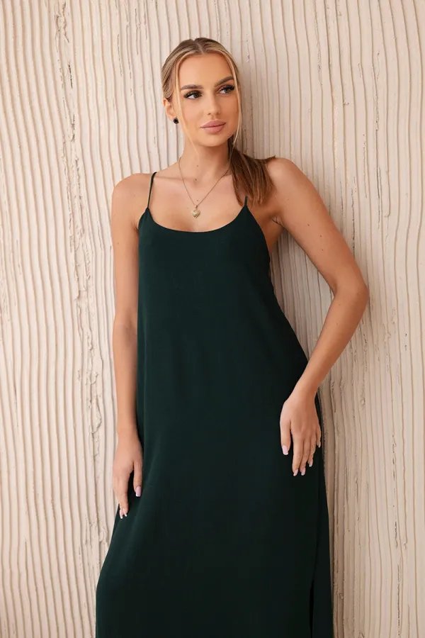 Kesi Włoski Włoski Long dress with straps dark green