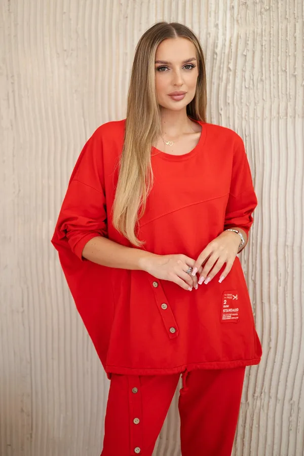 Kesi Włoski Włoski Oversize cotton set sweatshirt + pants red