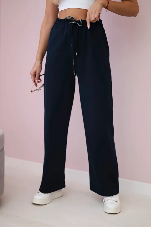 Kesi Włoski Włoski Punto pants with wide legs navy blue