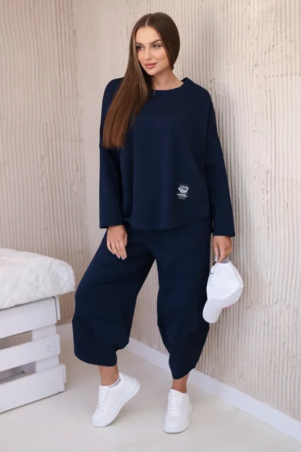 Włoski Włoski Set of new punto sweatshirt pants navy