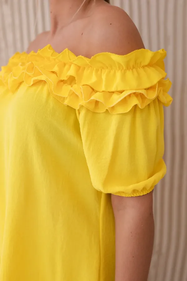 Kesi Włoski Włoski Spanish blouse with a small frill yellow