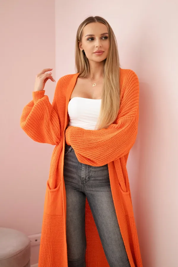 Kesi Włoski Włoski Sweater long cardigan orange