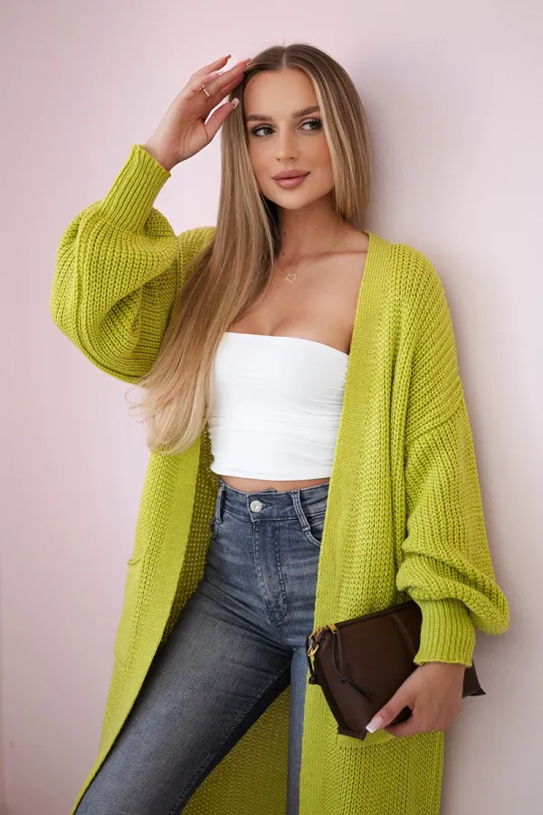 Kesi Włoski Włoski Sweater long cardigan pistachio