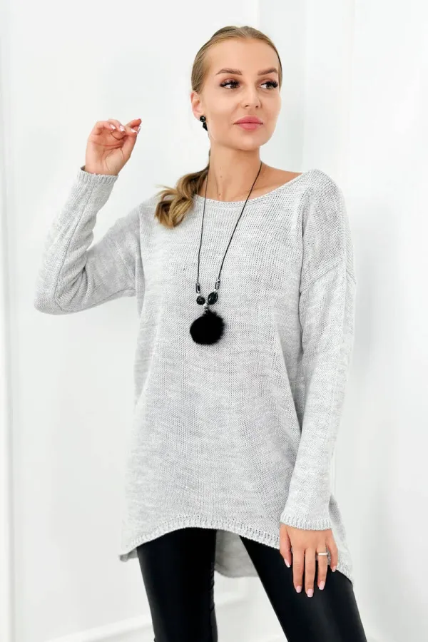 Kesi Włoski Włoski Sweater with necklace grey