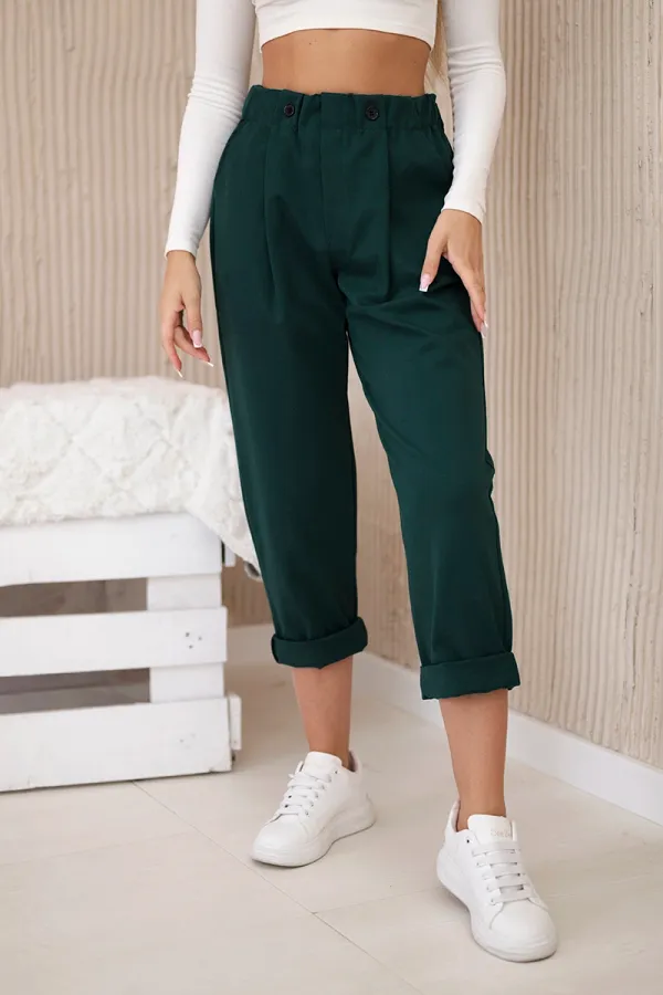 Kesi Włoski Włoski Trousers Punto Milano Winter dark green