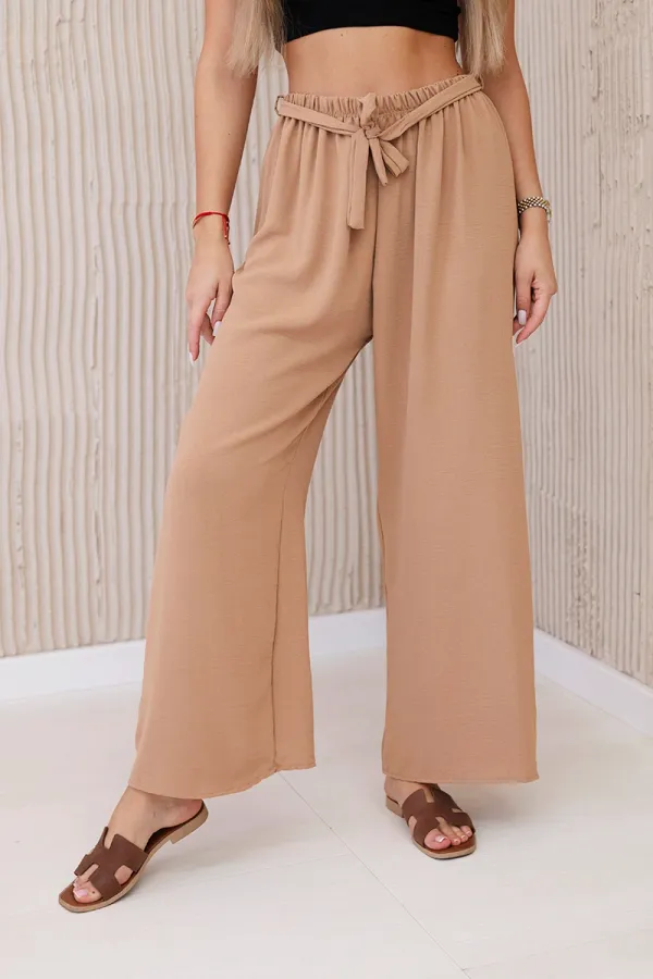 Kesi Włoski Włoski Trousers with a wide waistband camel