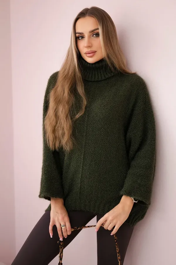 Kesi Włoski Włoski V-neck sweater ginger Ingwer khaki