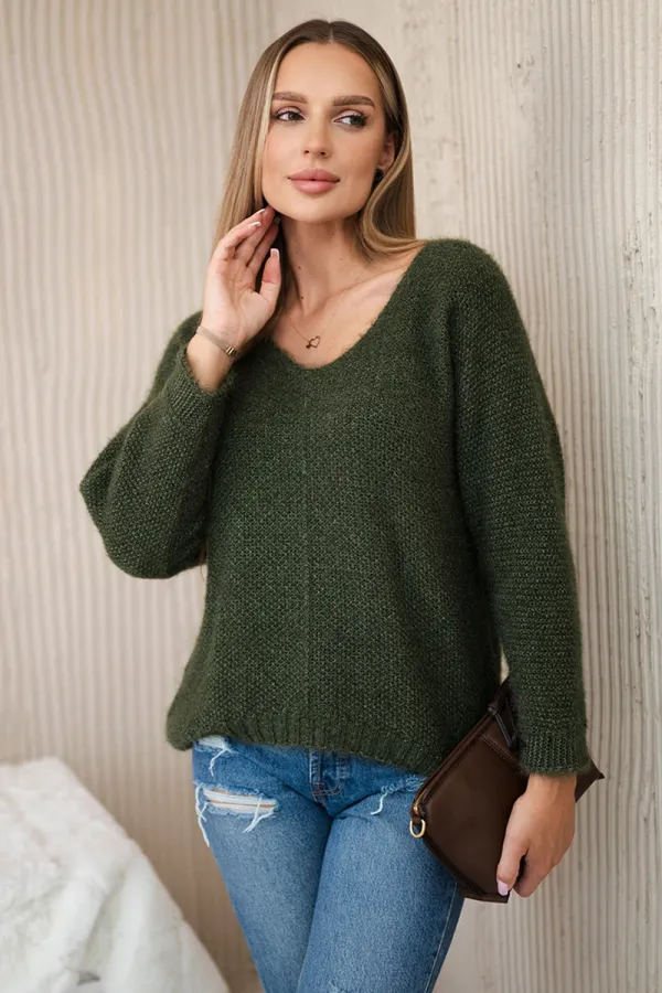 Kesi Włoski Włoski V-neck sweater khaki