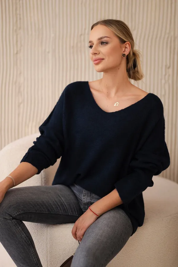 Kesi Włoski Włoski V-neck sweater navy blue