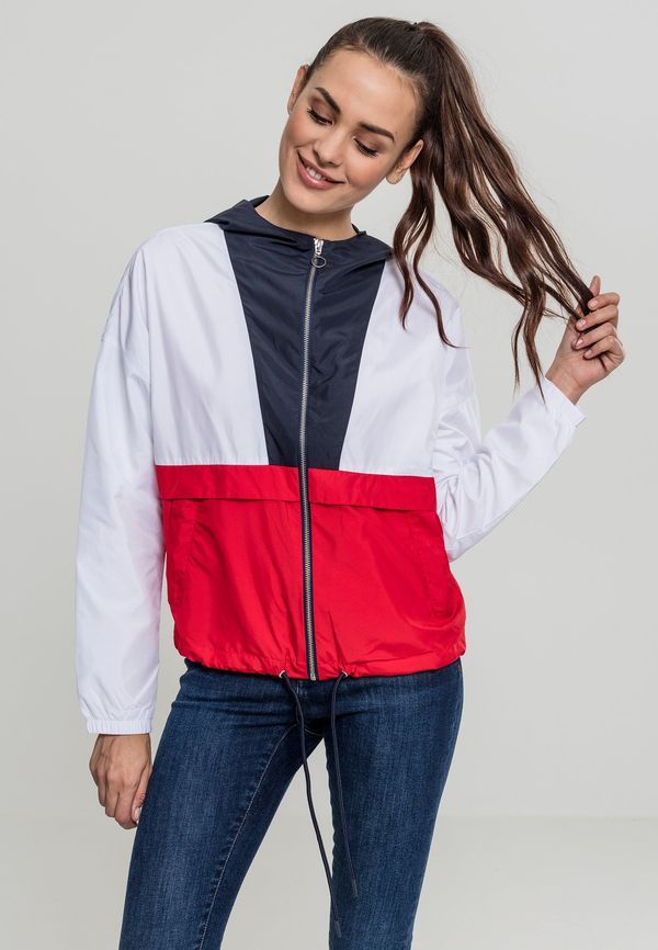 UC Ladies Women's 3-Tone Oversize Windbreaker Dark Blue/White/Fiery Red